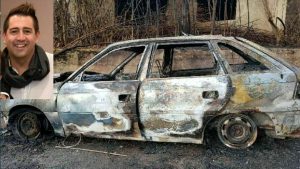 Davide Pecorelli e l'auto bruciata