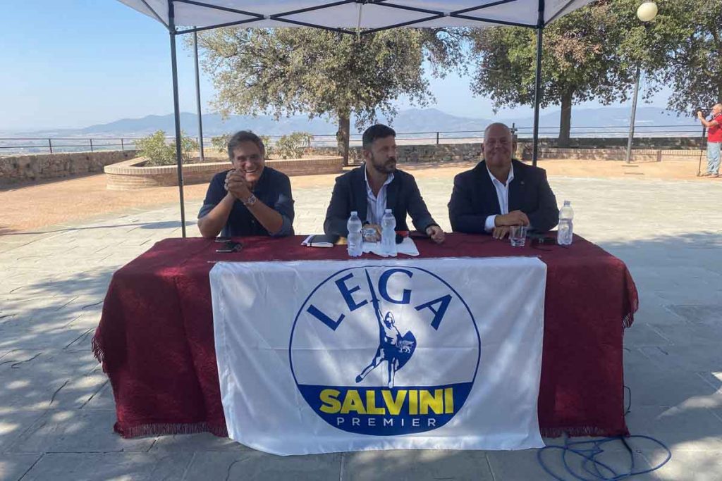 Riccardo Megale con Andrea Ulmi e il sindaco Vivarelli Colonna