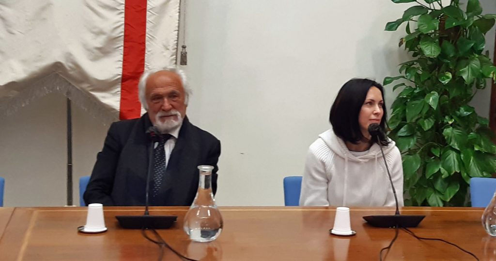 Alfio Giomi e la campionessa ucraina Hanna Kasyanova alla presentazione dei due meeting