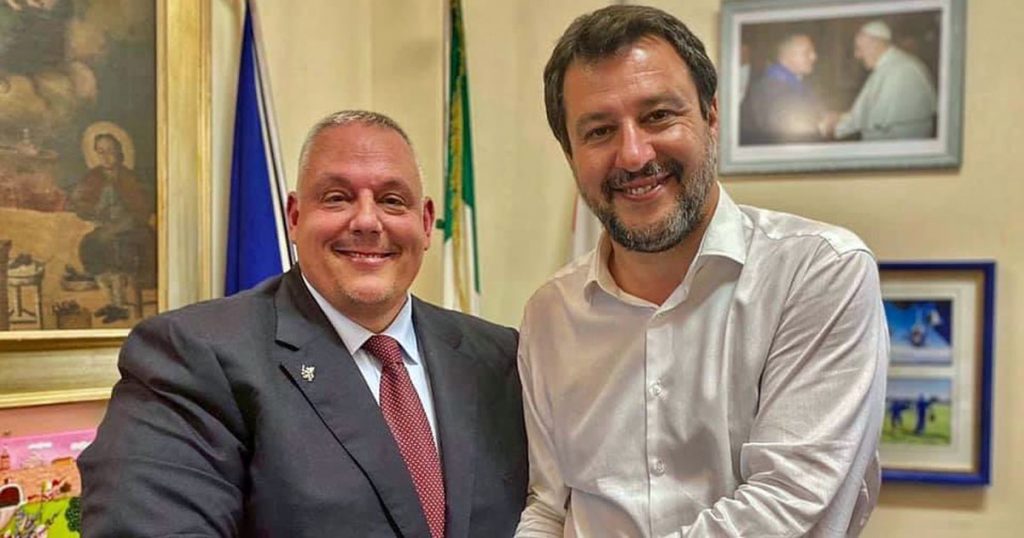 Vivarelli Colonna con Matteo Salvini, nel giugno 2020