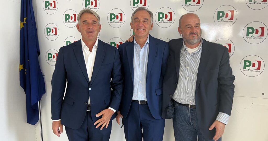 I tre candidati del Pd: Marco Simiani, Enrico Rossi, Silvio Franceschelli