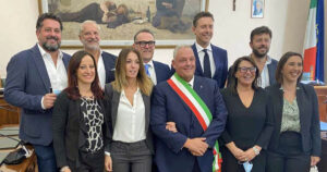 La giunta Vivarelli Colonna un anno fa, con Petrucci e Rossi