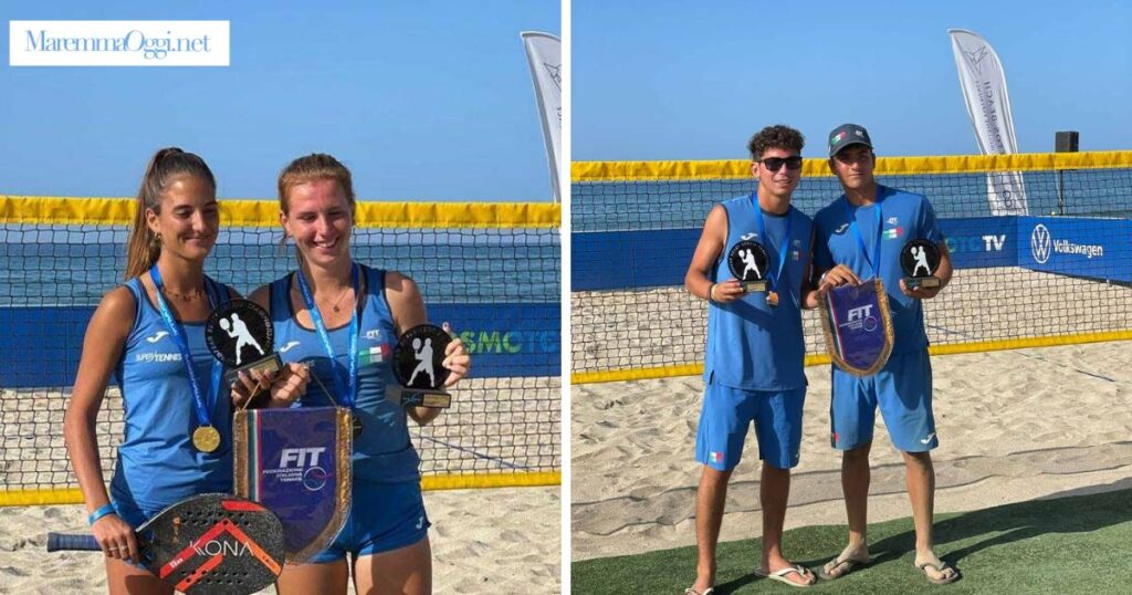 Beach tennis, Irene Mariotti con la viareggina Elena Francesconi e l'emiliano Luca Andreolini con Niccolò Gasparri