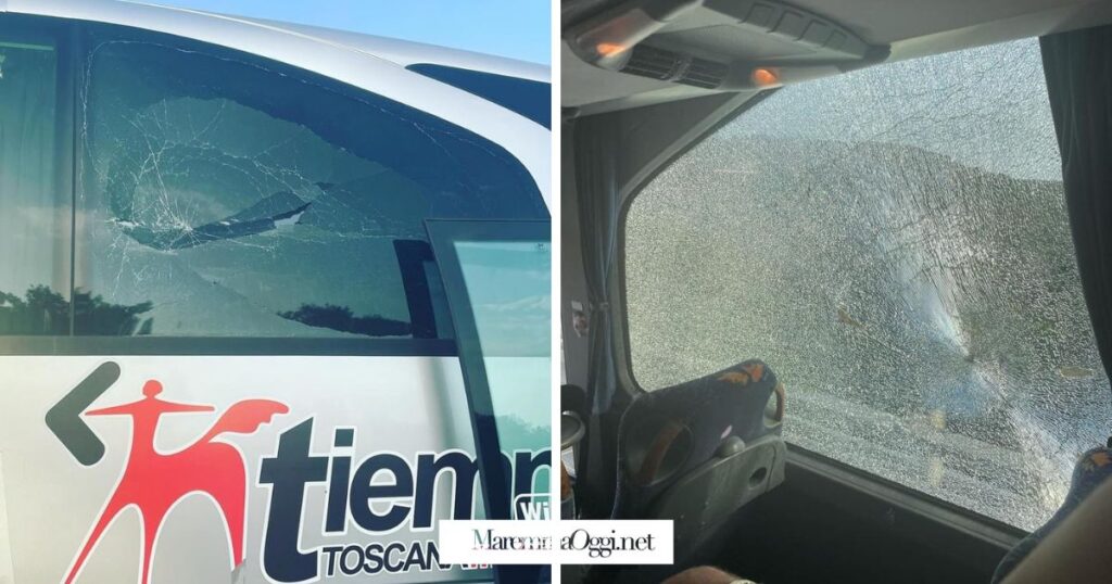 Sassate al bus, i danni ai vetri