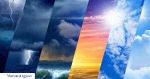 Meteo in Maremma: una gamma delle varie condizioni meteo dal temporale al cielo sereno