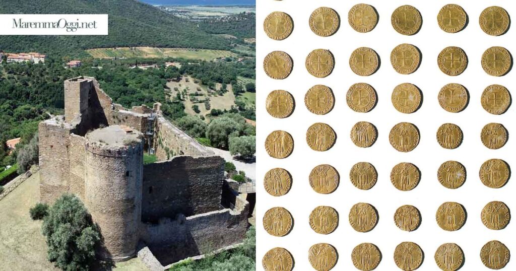 La Rocca e il tesoro di Scarlino, 100 monete d'oro da 7 zecche diverse