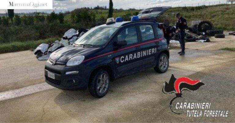 I carabinieri di fronte ai rifiuti bruciati