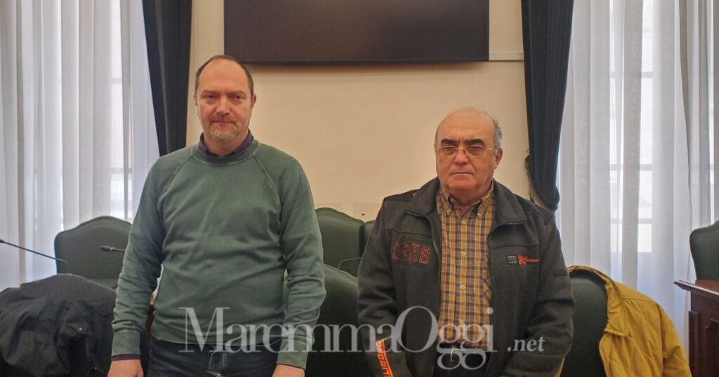 Giacomo Gori (consigliere comunale di Grosseto) e Mario Gambassi (consigliere comunale di Roccastrada) durante l'incontro sulla Diaccia Botrona