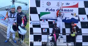 Sveva Pisani con Elena Mazzetti e sul podio della gara di kart