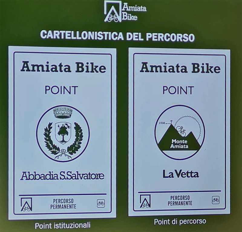 Alcuni dei cartelli previsti per Amiata Bike