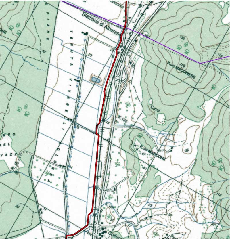 La mappa della ciclopista fra Alberese e Talamone