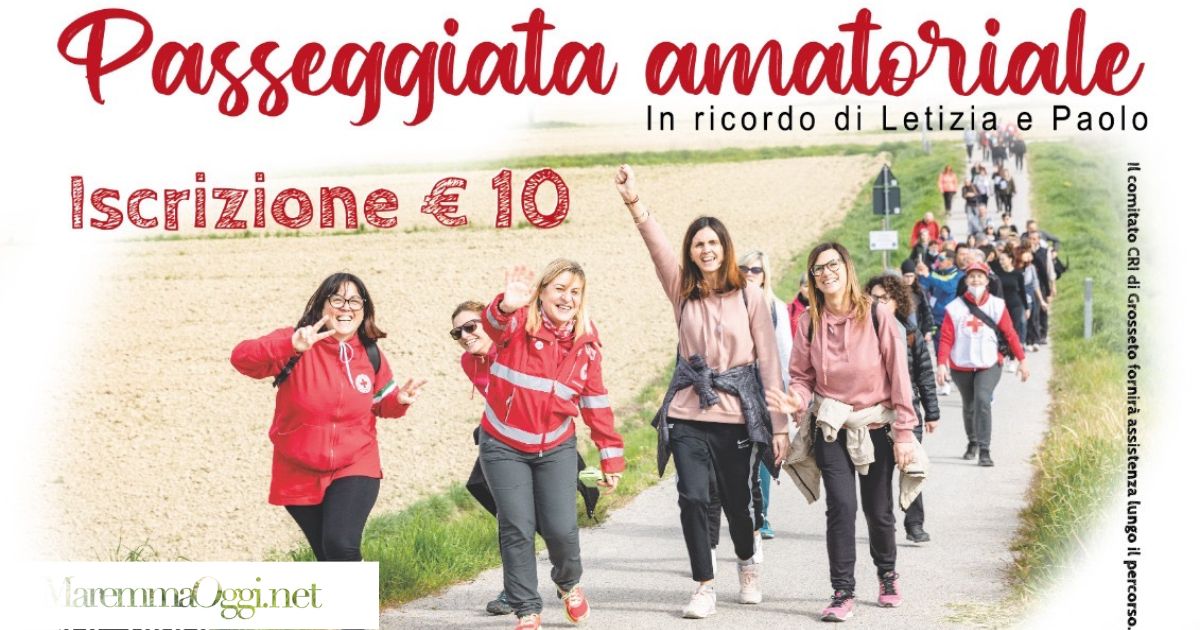 Alcune persone durante la camminata organizzata dalla Croce Rossa