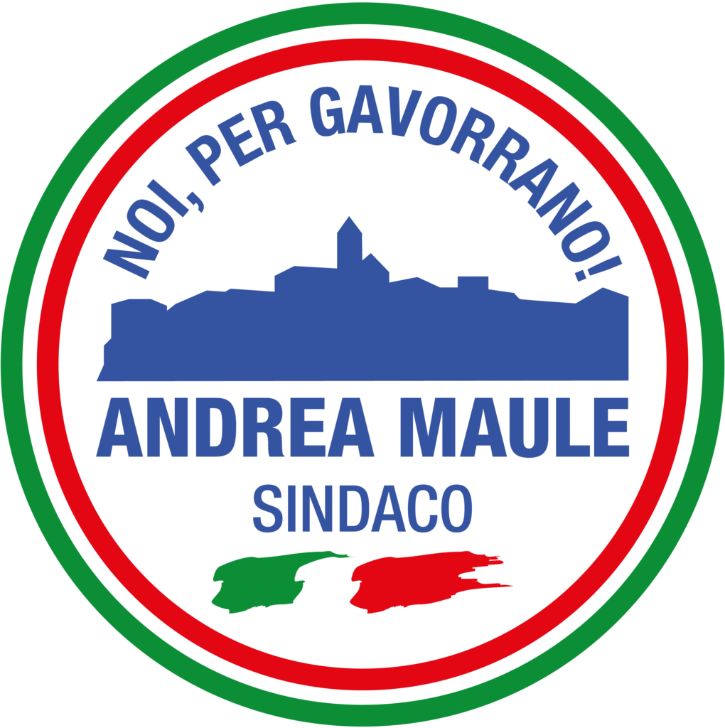 Il logo della lista che sostiene Maule: un cerchio formato dal tricolore italiano e al centro il profilo del paese di Gavorrano