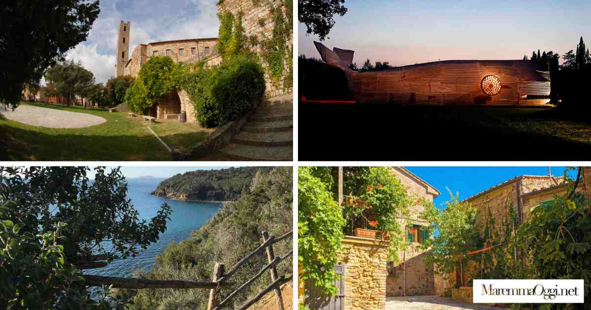 Da sinistra, Massa Marittima, la Balena di Lacquaniti, Montorsaio e Cala Violina