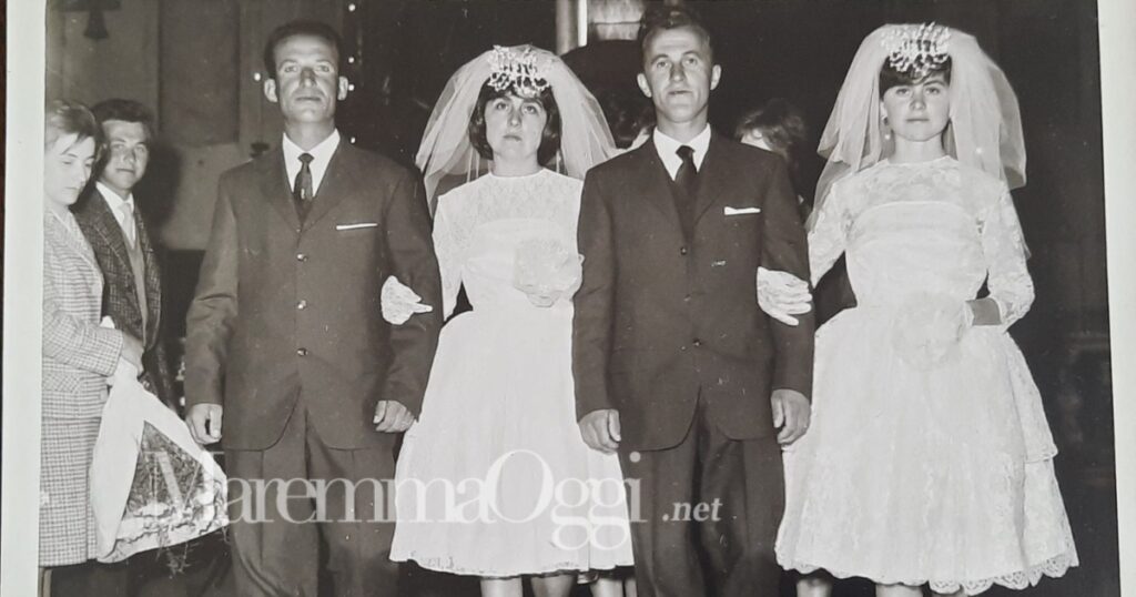 Il giorno del matrimonio. Da sinistra: Baldo Machetti, Anna Alberti, Ado Catocci e Marcella Alberti