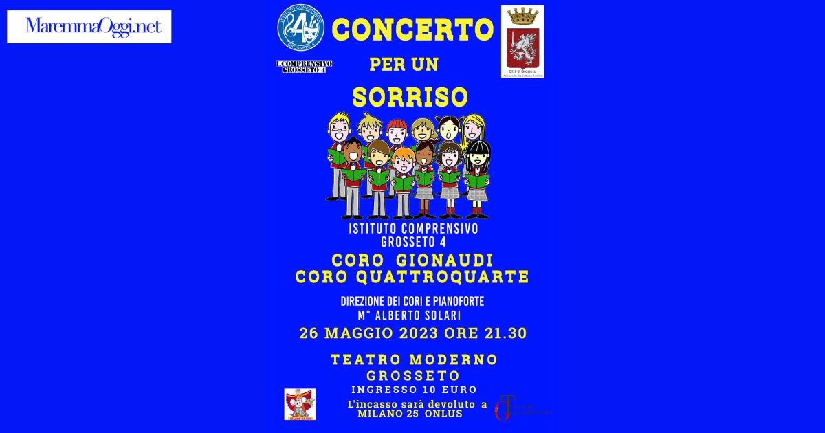 Venerdì 26 al Moderno il "Concerto per un sorriso"