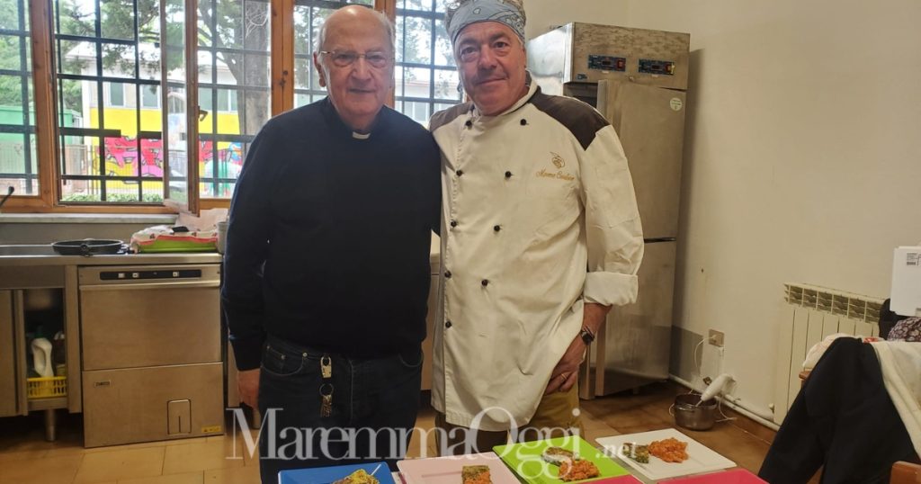 Da sinistra: don Roberto Nelli e lo chef Moreno Cardone