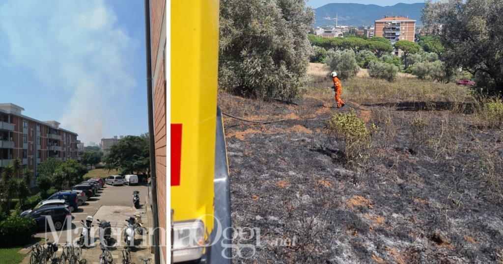 Incendio Follonica, zona Valle, Vab durante l'intervento