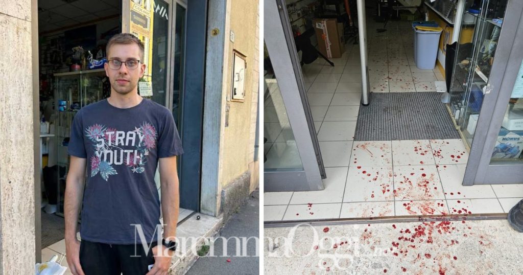 Aggressione in via Roma, il sangue nel negozio e Gianluca Giogli