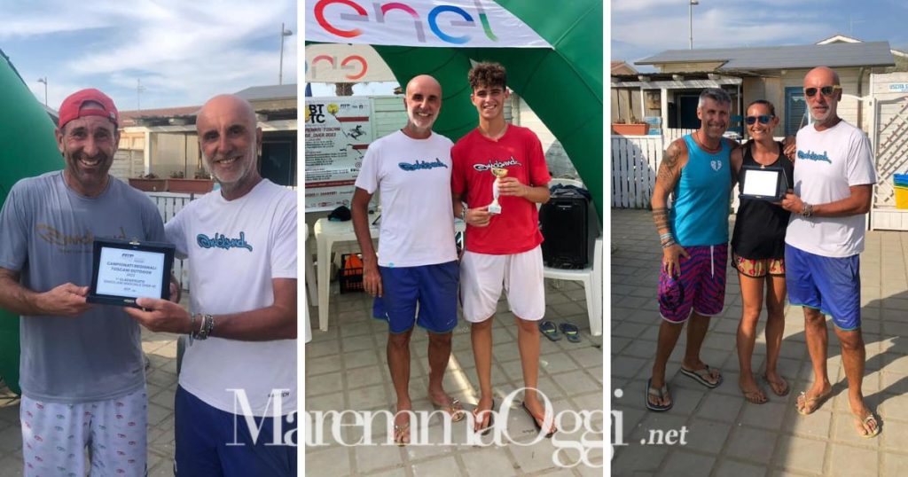 Campionati toscani di beach tennis, con Luca Giabbani alcuni vincitori del singolo: Dario Busdraghi (over 40), Tommaso Fontana (under 18) e Eleonora Gozza (over 35, c'è anche Roberto Steri)