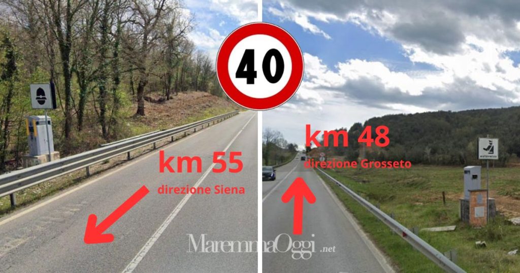 I due autovelox sulla Grosseto Siena tarati a 40 kmh