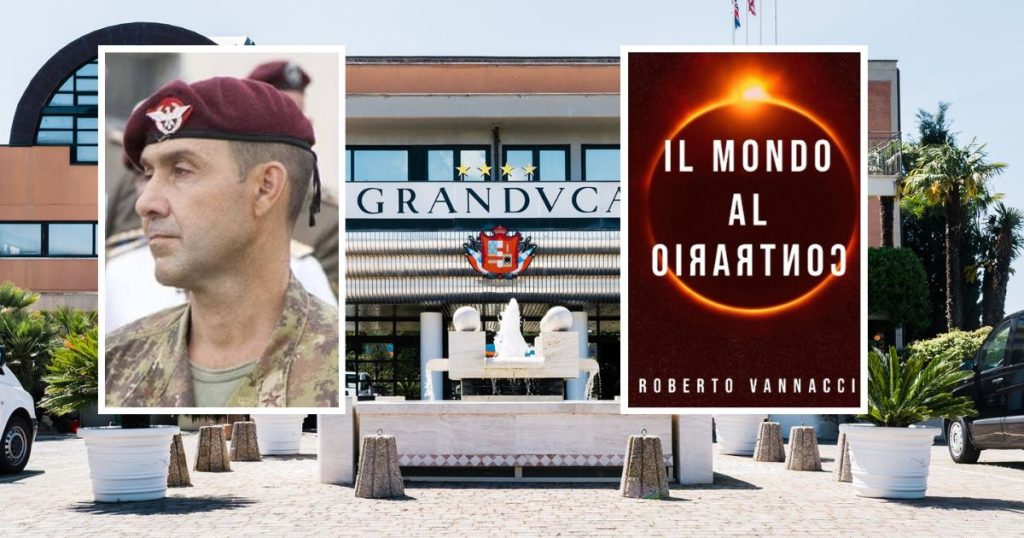 L'hotel Granduca, il generale Vannacci e la copertina del libro "Il mondo al contrario"