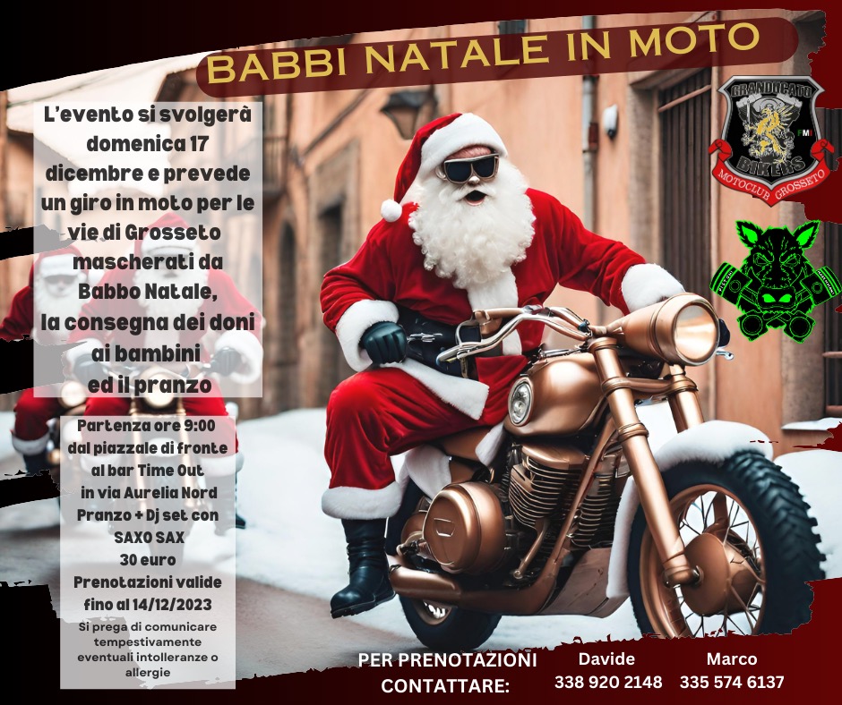 Locandina babbi natale 2023 motoclub