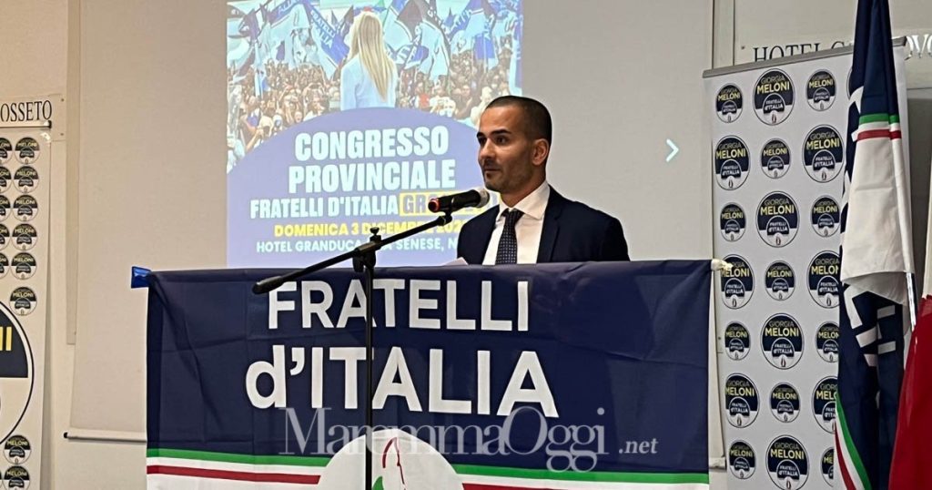 Luca Minucci all'hotel Granduca durante la sua relazione al congresso di Fratelli d'Italia