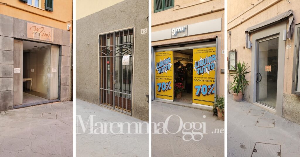 Alcuni dei negozi chiusi in via San Martino
