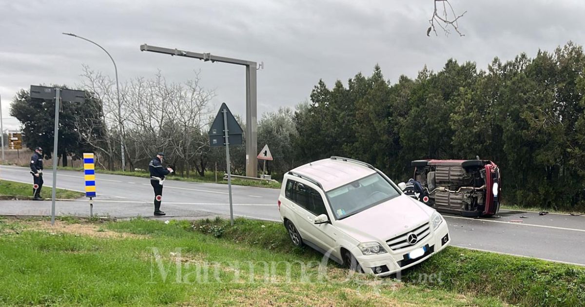 Un'altra immagine dell'incidente in via Aurelia Nord