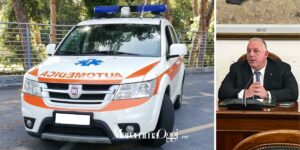 Un'automedica dell'Asl Sud Est e il sindaco Antonfrancesco Vivarelli Colonna