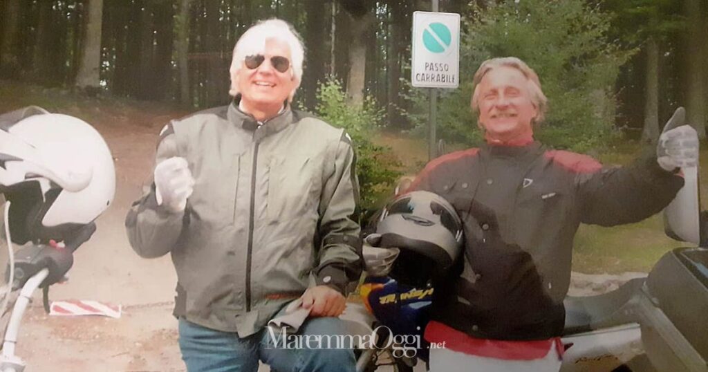 Claudio Conte e Giancarlo Ciarpi durante una gita in moto, i due erano come fratelli