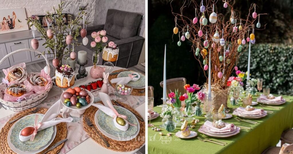Due esempi di tavola di Pasqua, sempre colorata