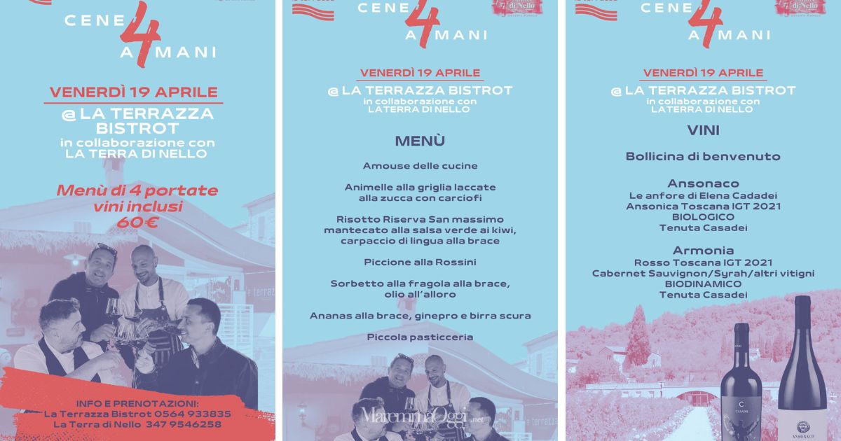 Il menu della serata del 19 aprile