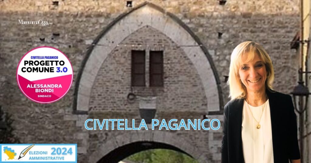 Civitella Paganico al voto, il logo della lista Progetto Comune 3.0 e Alessandra Biondi