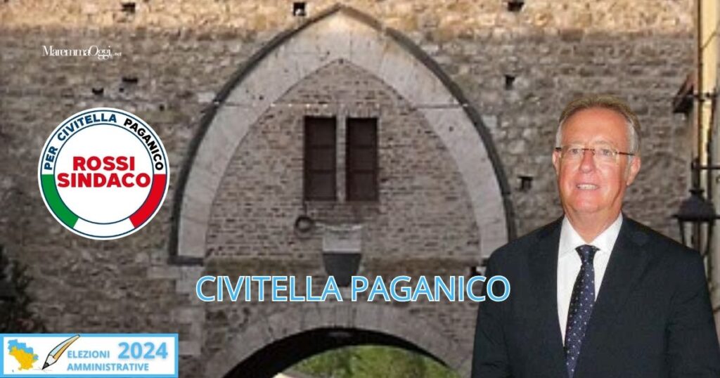 Civitella Paganico al voto: il logo della lista "Per Civitella Paganico" e il candidato a sindaco Franco Rossi