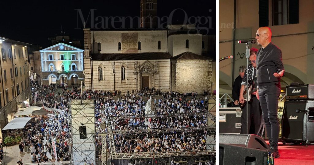 Piazza Dante piena di gente ed Enrico Ruggeri sul palco