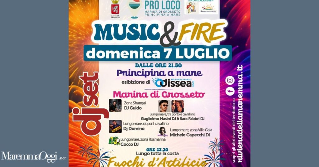 La locandina degli eventi in occasione dei fuochi d'artificio