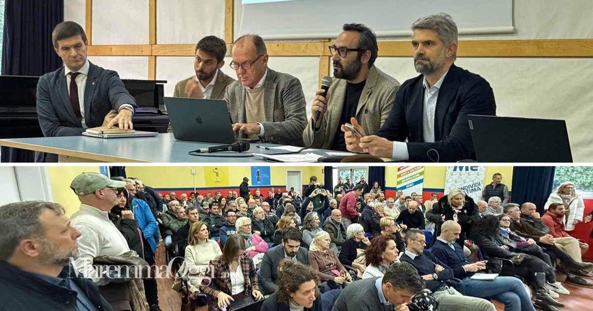 Il tavolo al centro Giovani con Ferrari, Centini e i dirigenti di Metinvest e la sala gremita