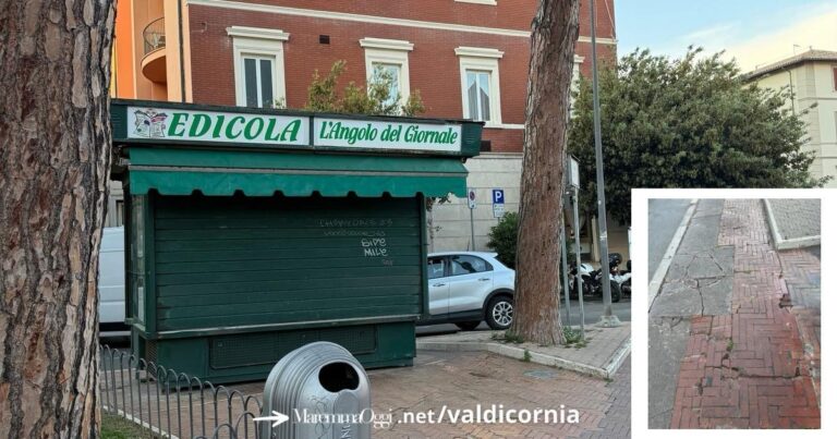 Il punto dove è successa la caduta e il pavimento sconnesso