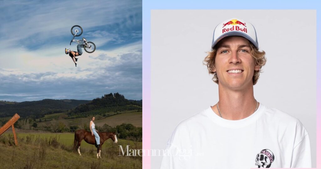 Fabio Wibmer e una delle sue evoluzioni in bicicletta