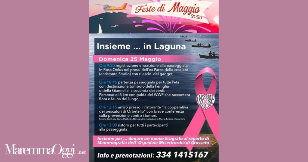 La locandina della passeggiata di Insieme in Rosa onlus ad Orbetello