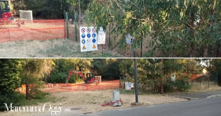 Il cantiere per il 5G a Rispescia