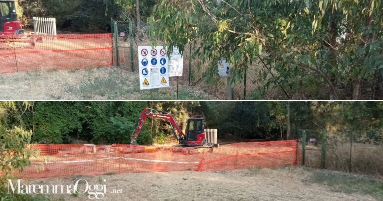 Il cantiere per il 5G a Rispescia