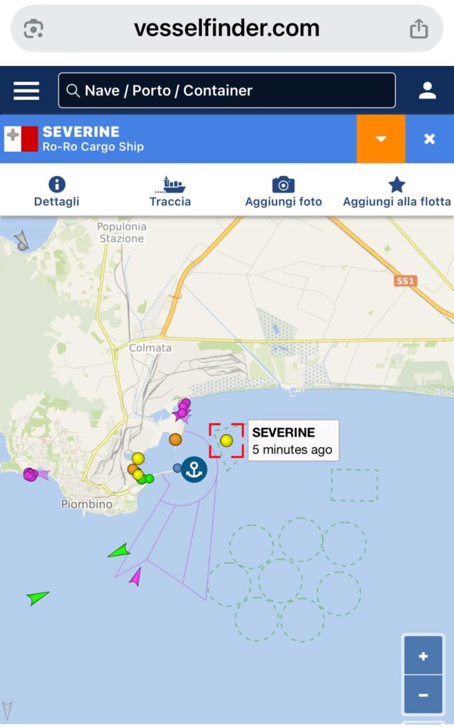 La posizione della nave Severine
