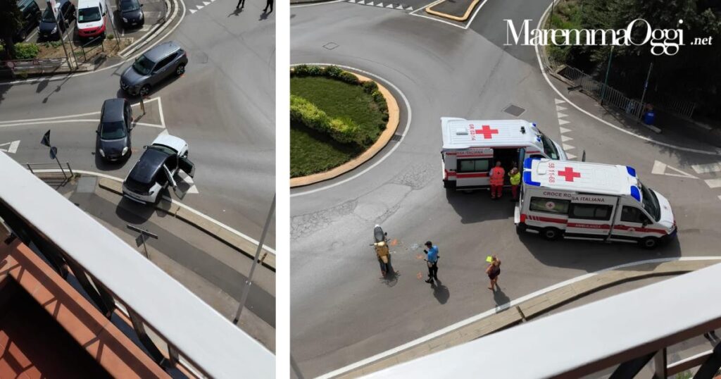 Due immagini dell'incidente avvenuto intorno alle 14 di questo pomeriggio, giovedì 28 agosto