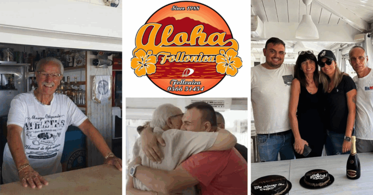 A sinistra Rizieri Ceccarelli, a destra Jacopo, Cinzia, Giulia e Roberto