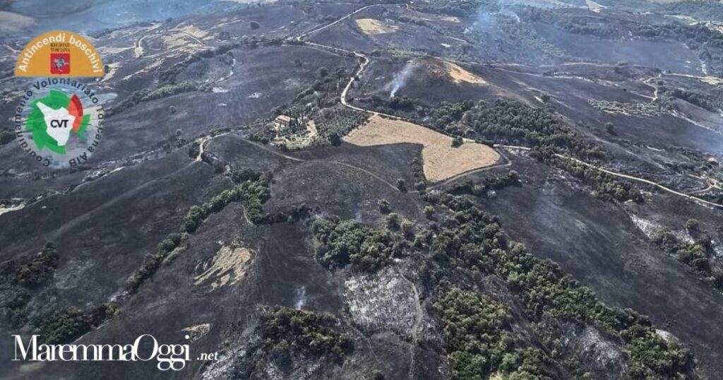 La devastazione delle colline intorno a Cana dopo l'incendio di Ferragosto