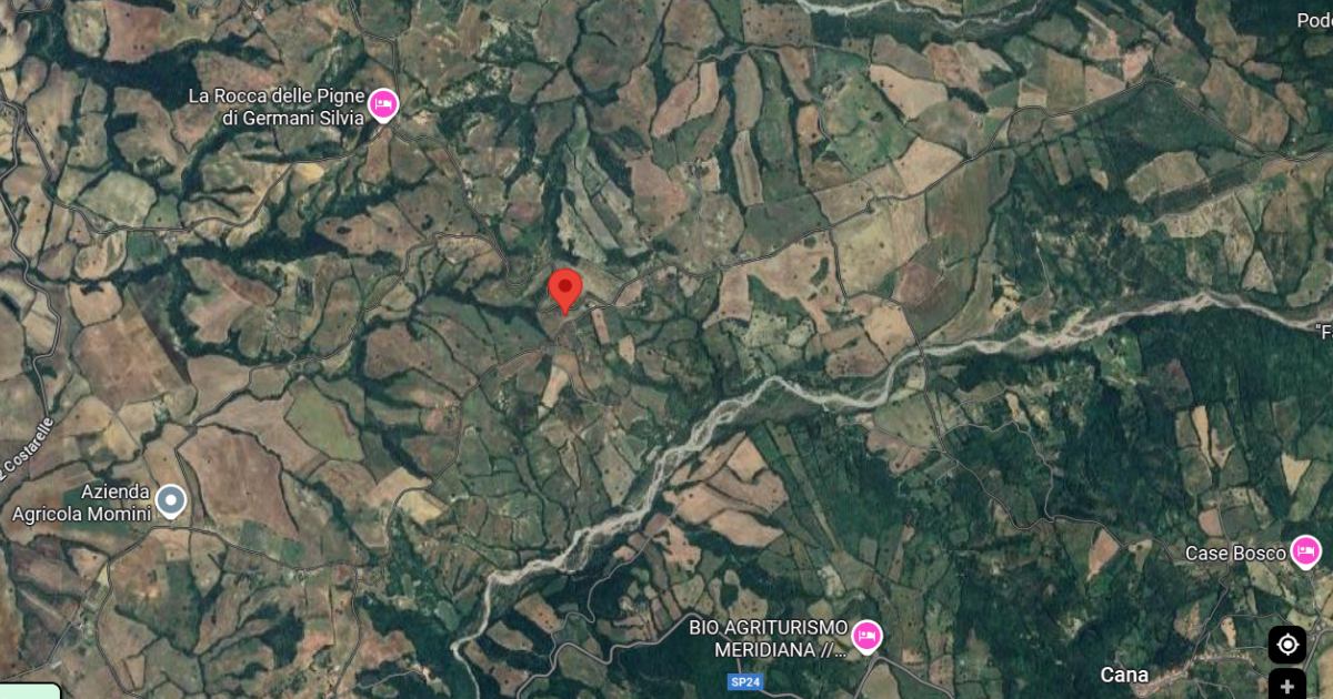 Da Google Maps, la zona esatta dell'incendio al momento