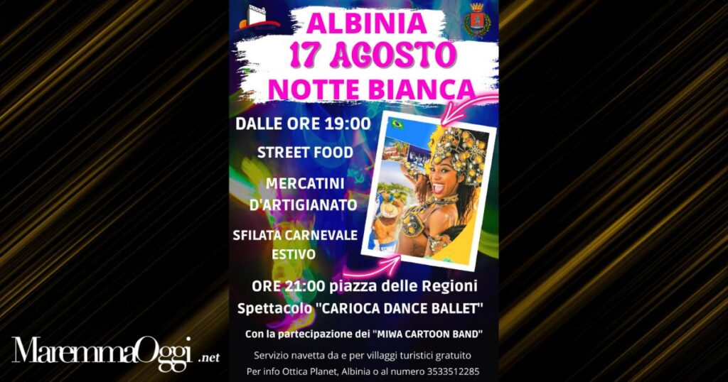La locandina della notte bianca ad Albinia